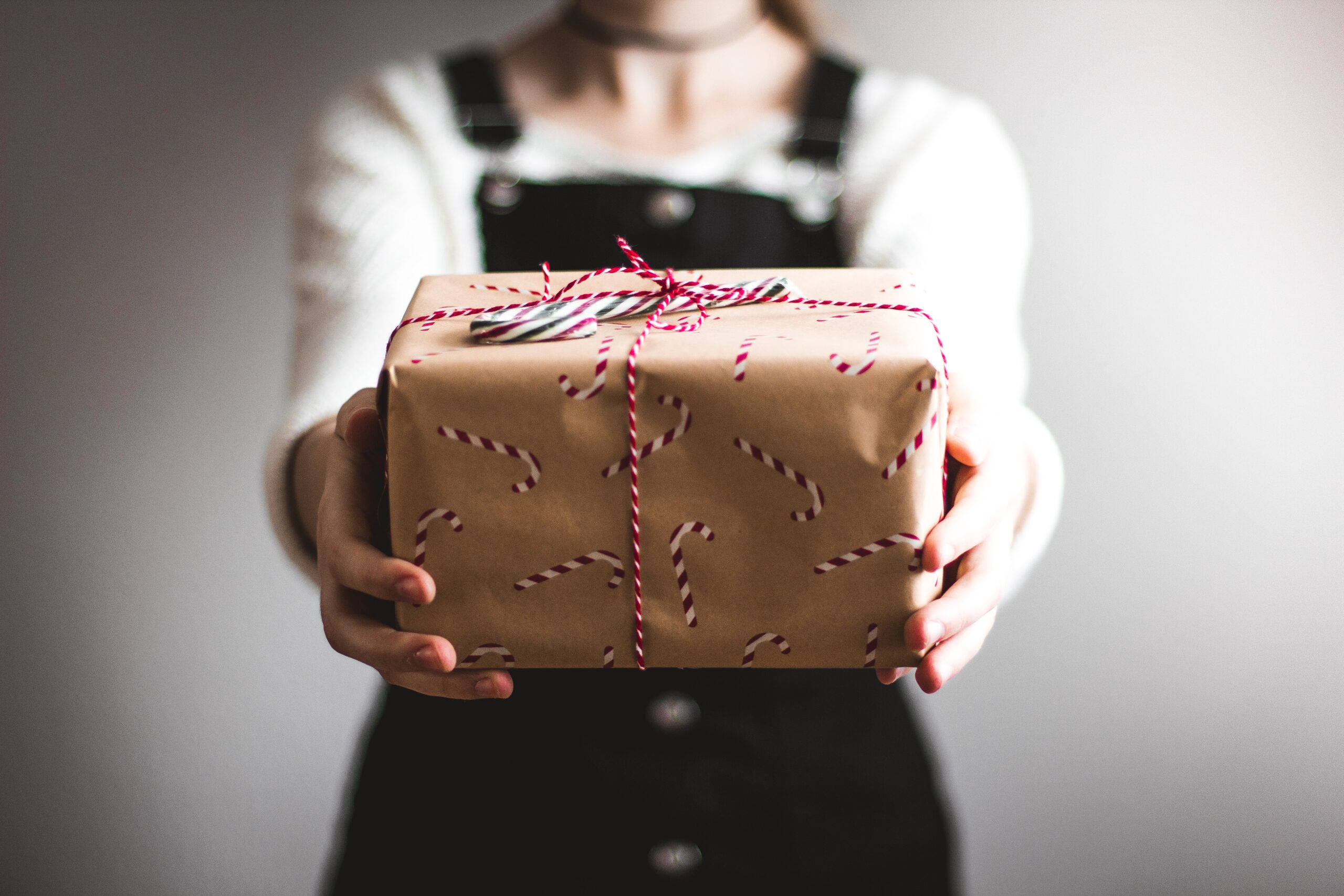 woman holding out a holiday gift | carlisledigitalmarketing.com