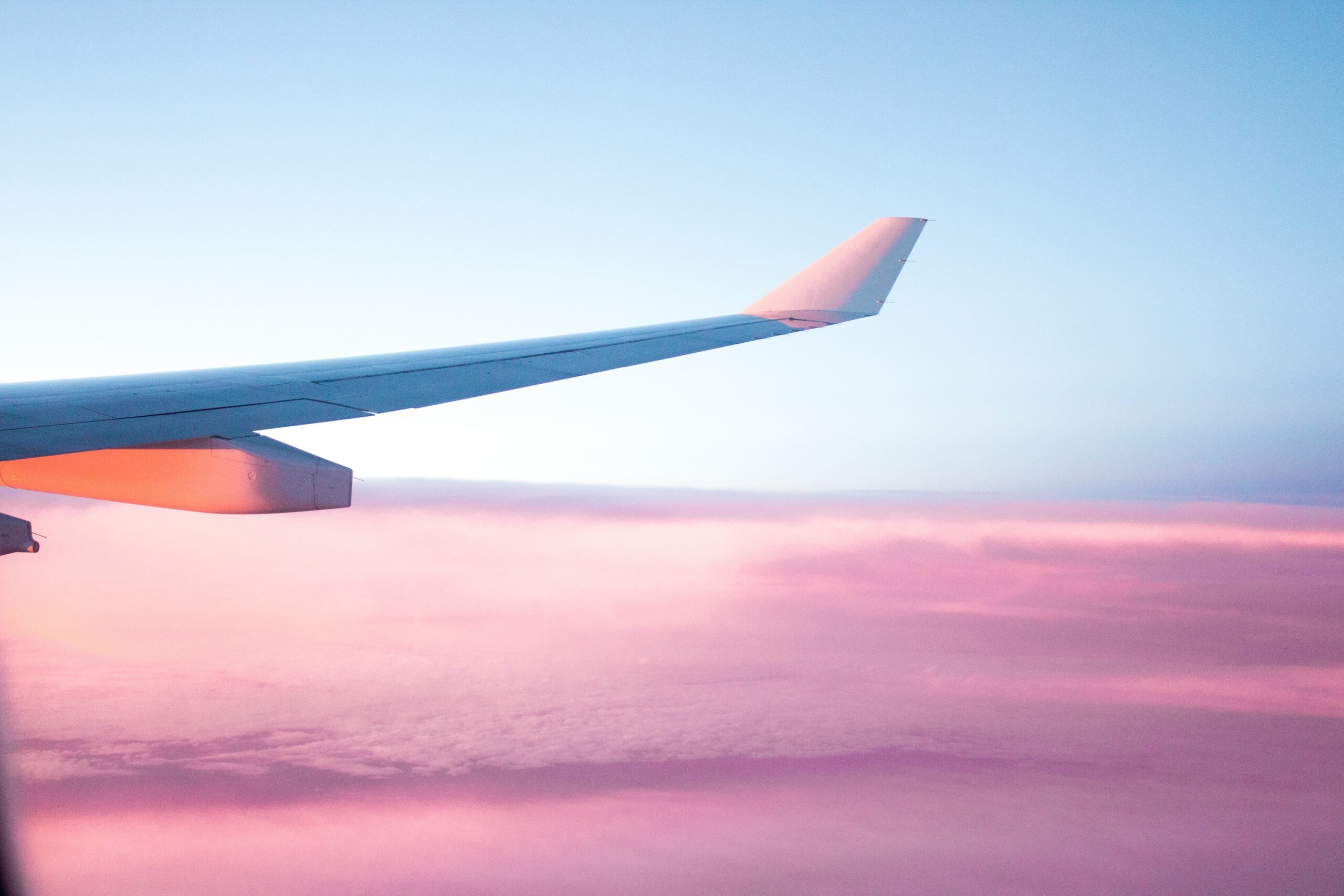 airplane wing in a pink and blue sky | carlisledigitalmarketing.com