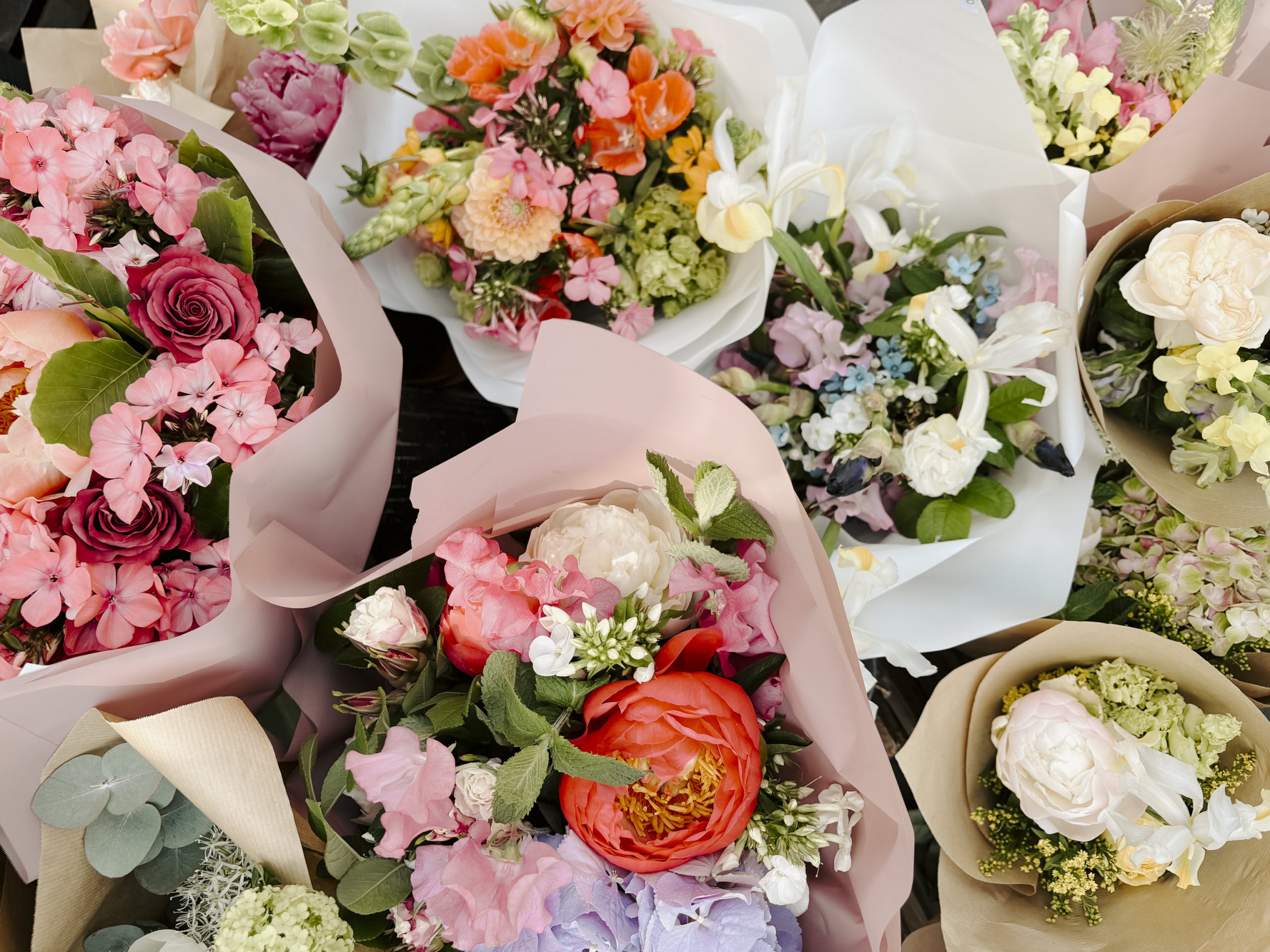 bouquets of spring flowers